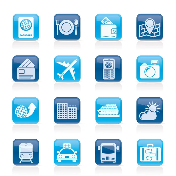 Travel, transportation and vacation icons — Stock Vector