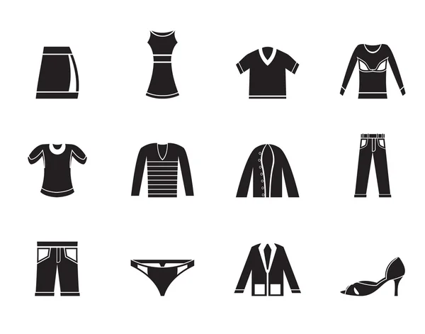 Silhouette Clothing Icons — Stock Vector