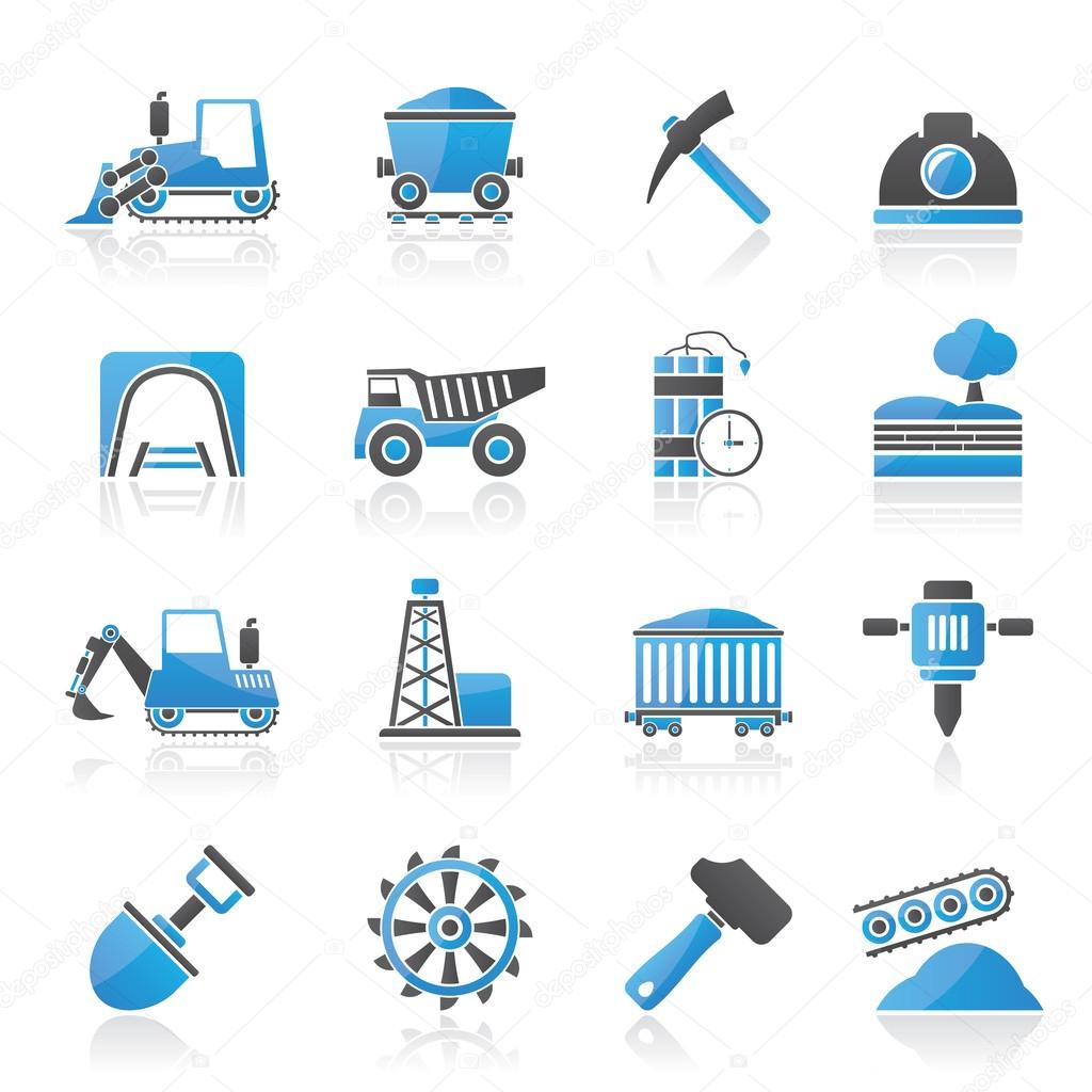 Mining and quarrying industry icons Stock Vector by ©stoyanh 39603351