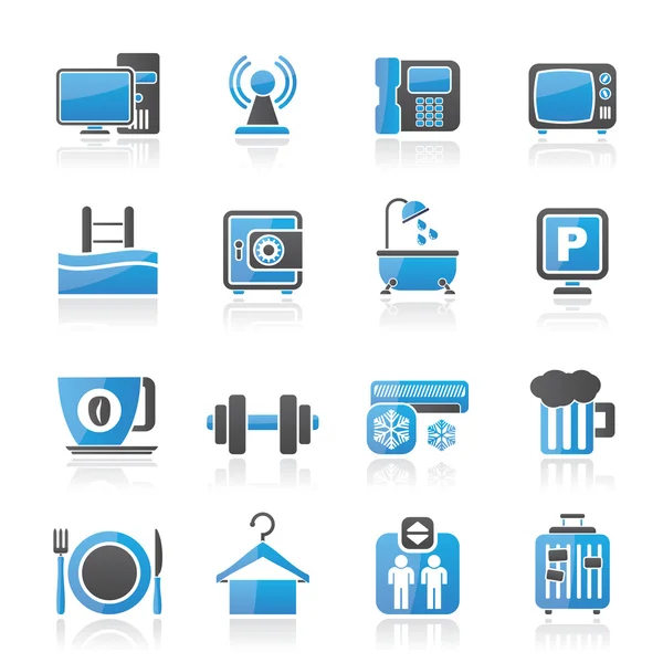 Hotel Amenities Services Icons — Stock Vector