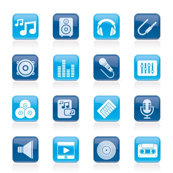 Music, sound and audio icons — Stock Vector