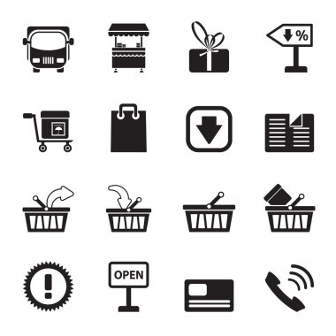 siluet online alışveriş simgeleri