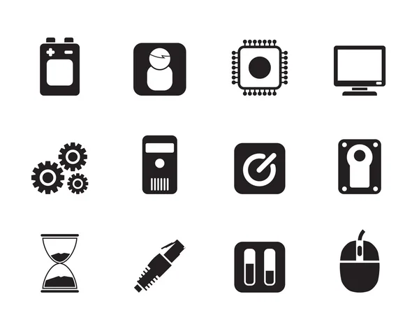 Silhouette Computer and mobile phone elements icons — Stock Vector