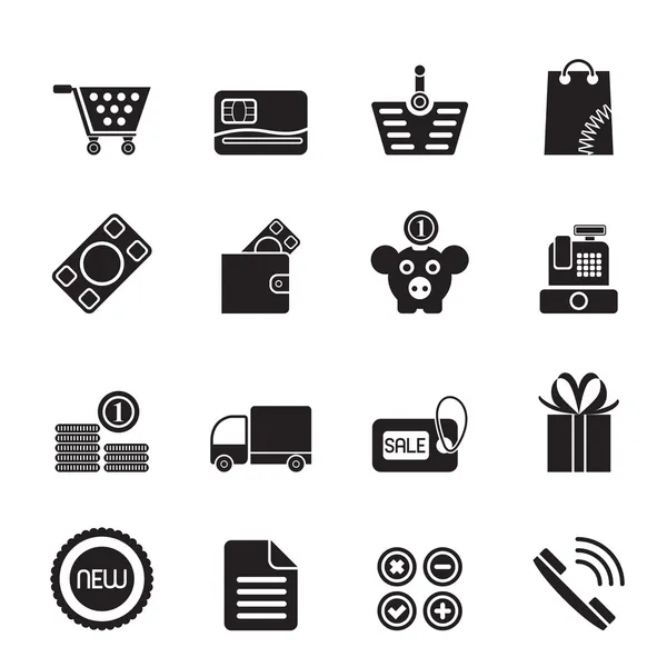 Silueta Tienda online Iconos — Vector de stock