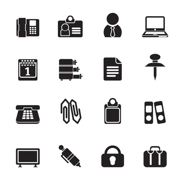 Silhouette Business and Office icons Stock Vector