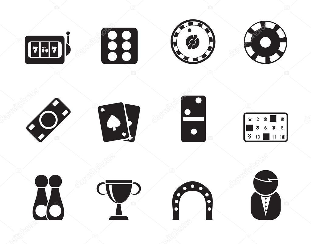 Silhouette gambling and casino Icons