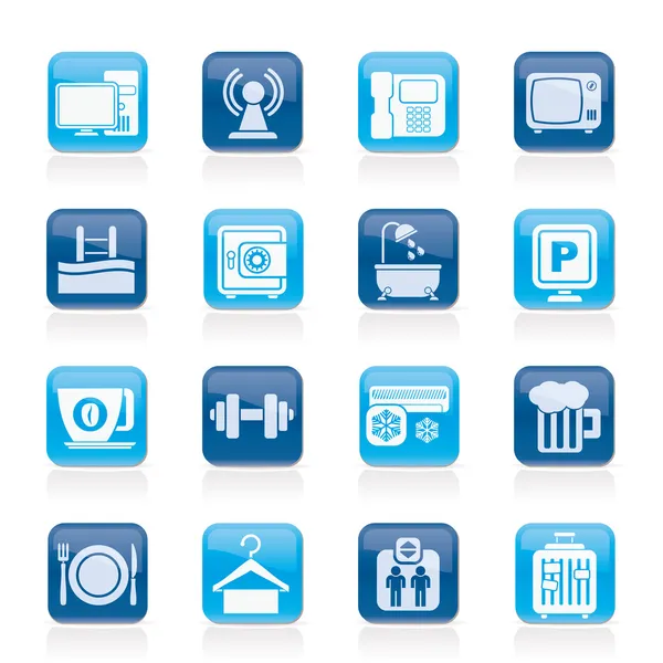 Hotel Amenities Services Icons — Stock Vector