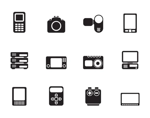 Silhouette Media and household  equipment icons — Stock Vector