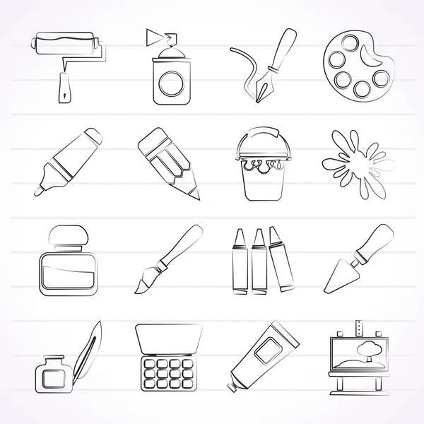 Painting and art object icons — Stock Vector