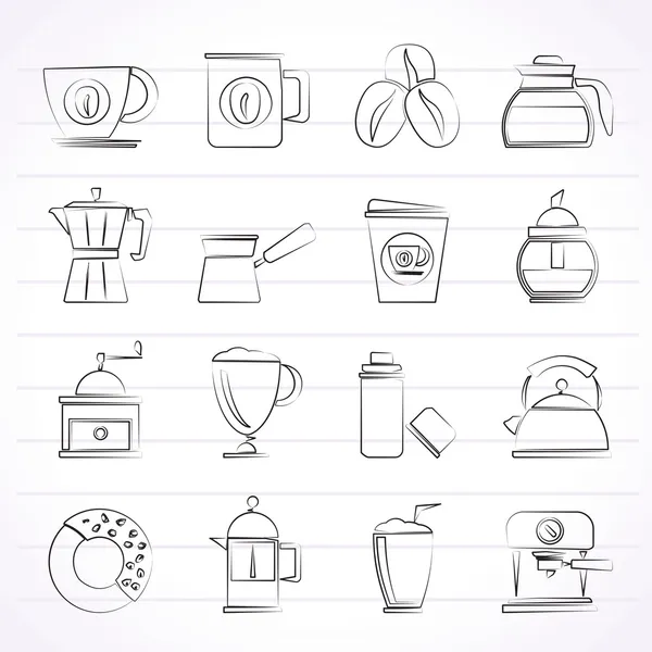 Diferentes tipos de iconos de la industria del café — Vector de stock