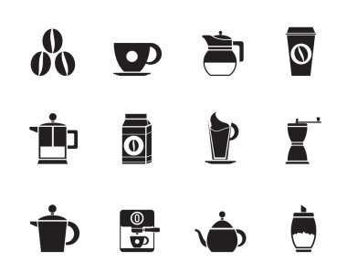 Silhouette coffee industry signs and icons clipart