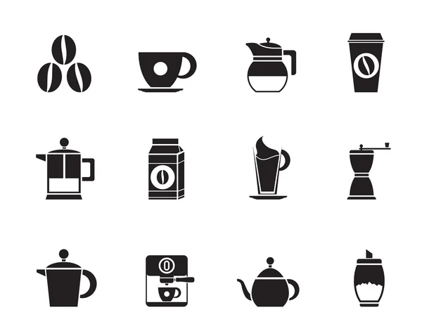 Sinais e ícones da indústria do café silhueta — Vetor de Stock
