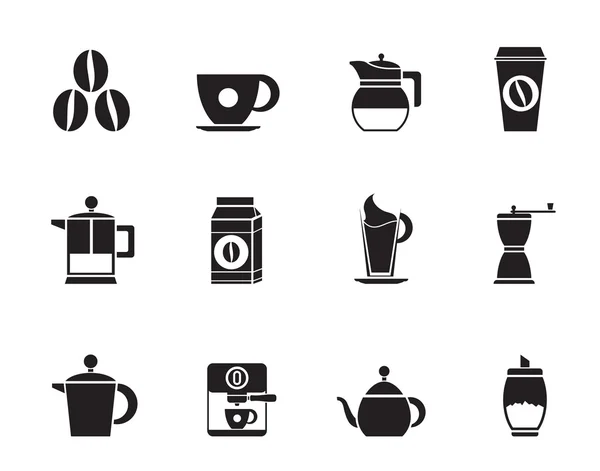 Silhouette industrie du café signes et icônes — Image vectorielle