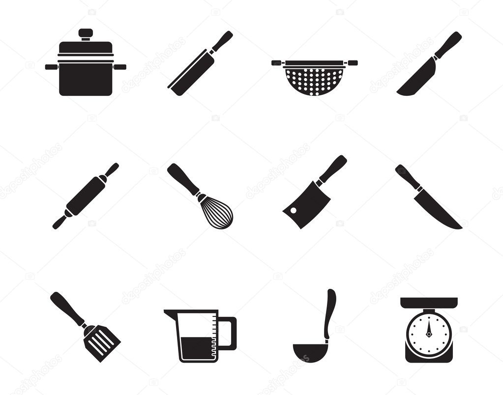 Silhouette Cooking equipment and tools icons