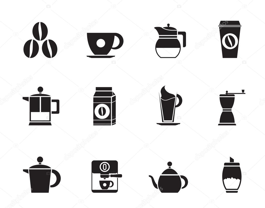Silhouette coffee industry signs and icons