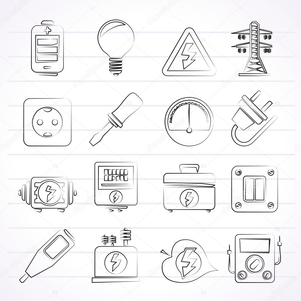 Electricity, power and energy icons