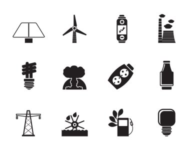 siluet simgeler güç, enerji ve elektrik