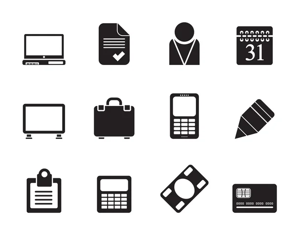 Silhouette Business and office icons — Stock Vector