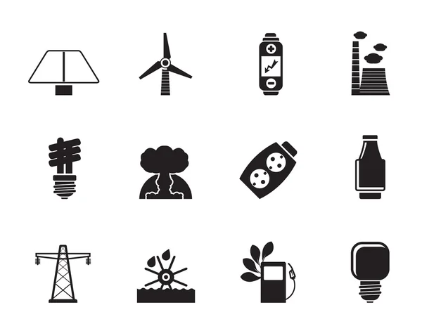 Silhouette Power, energy and electricity icons — Stock Vector