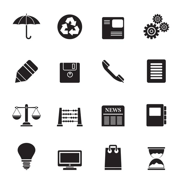 Silhouette Business and Office internet Icons — Stock Vector