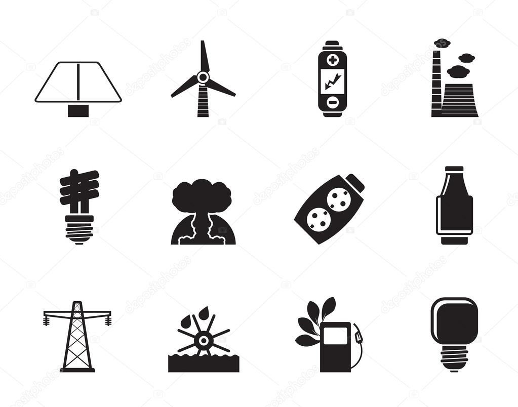 Silhouette Power, energy and electricity icons