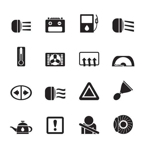 Silhouette Car Dashboard icons — Stock Vector