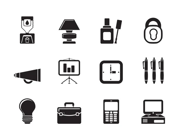 Silhouette Business and office icons — Stock Vector