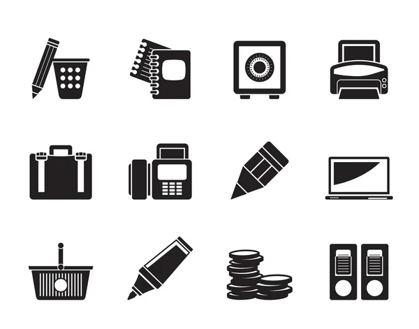 Silhouette Business, Office and Finance Icons — Stock Vector