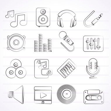 Music, sound and audio icons clipart