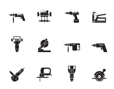 siluet inşaat araçları simgeler