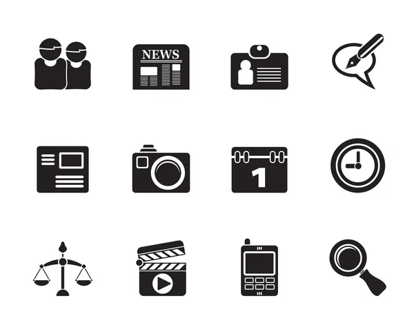 Silhouette web site, computer and business icons — Stock Vector