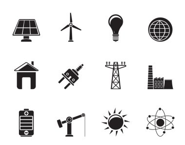 siluet simgeler güç, enerji ve elektrik