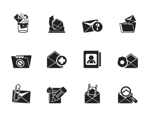 Silhouette E-mail y iconos del mensaje — Vector de stock