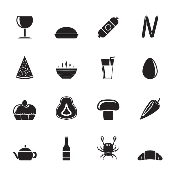 Silhouette shop, food and drink icons — Stock Vector