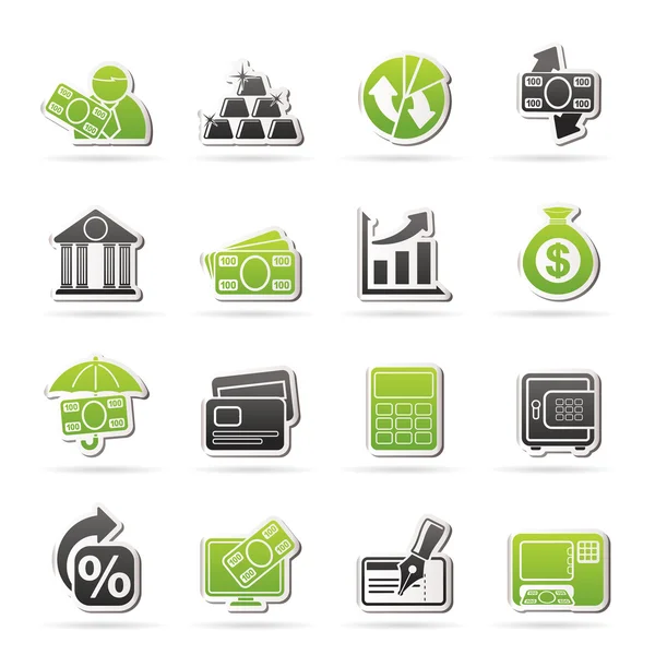 Bank, business and finance icons — Stock Vector