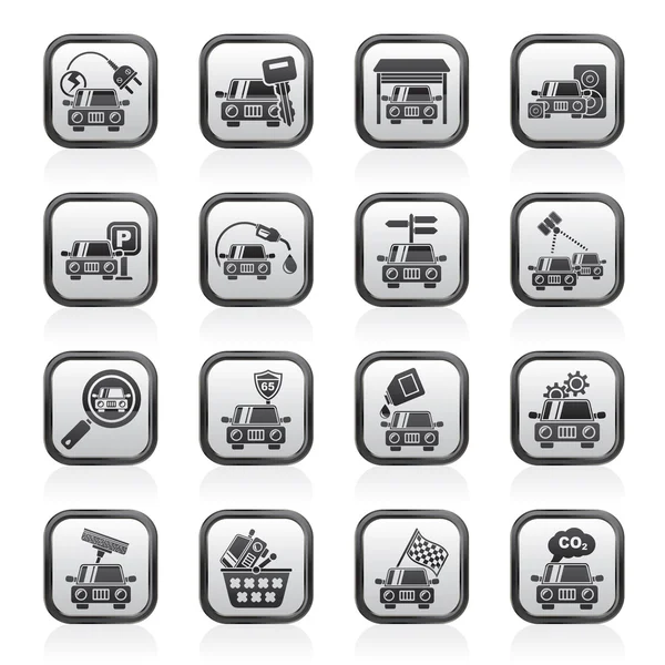 Iconos de servicios de coche y carretera — Vector de stock