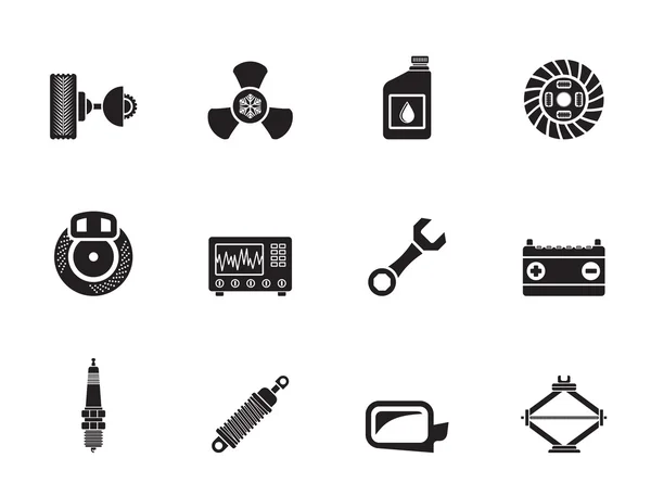 Silhouette Car Parts and Services icons — Stock Vector