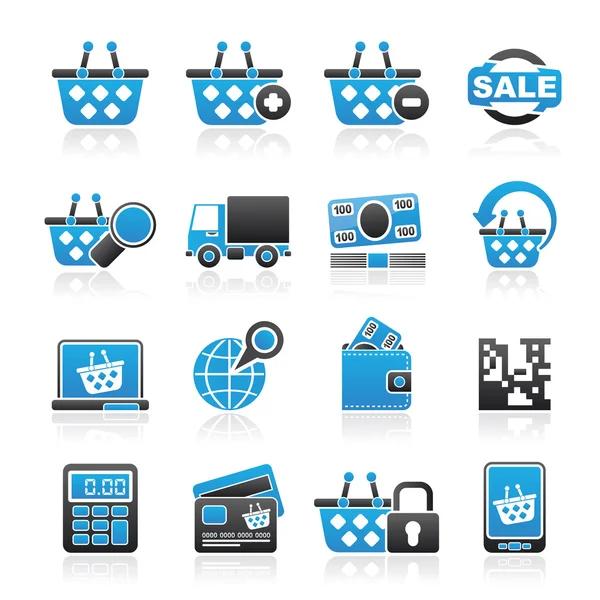 Winkelen en retail pictogrammen — Stockvector