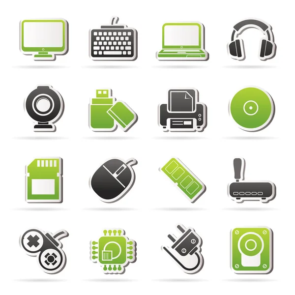 Computer peripherals and accessories icons — Stock Vector