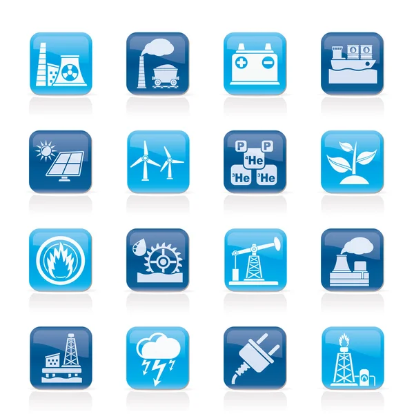 Iconos de electricidad y fuente de energía — Vector de stock