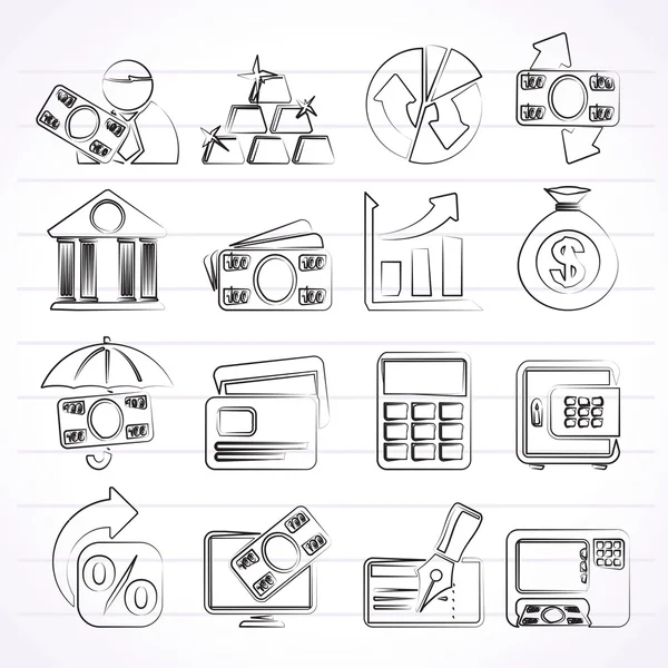 Iconos bancarios, empresariales y financieros — Archivo Imágenes Vectoriales