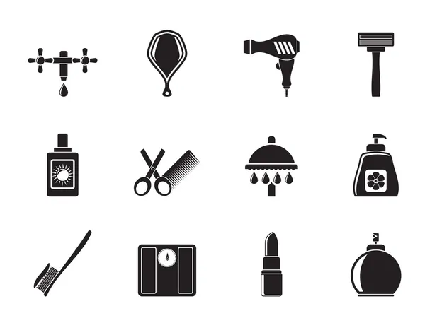 Silhouette Iconos de cuidado personal y cosméticos — Vector de stock