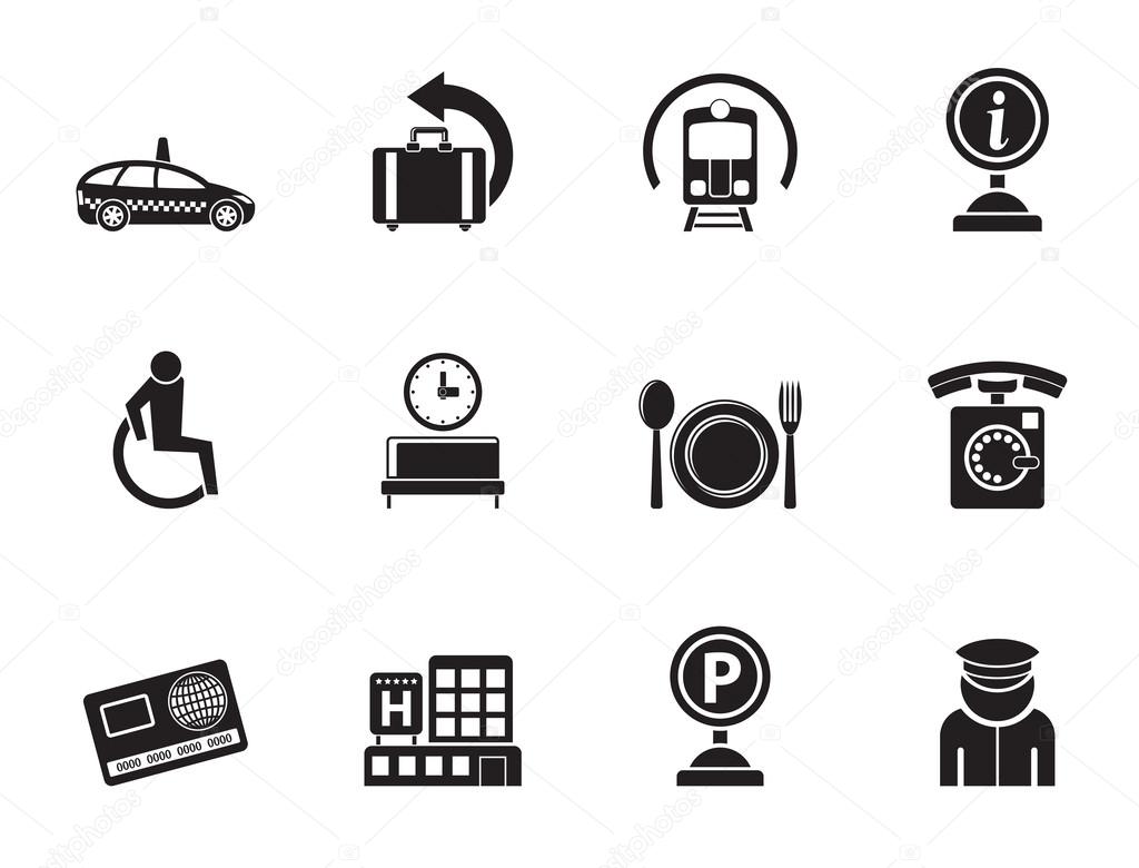Silhouette airport, travel and transportation icons 2