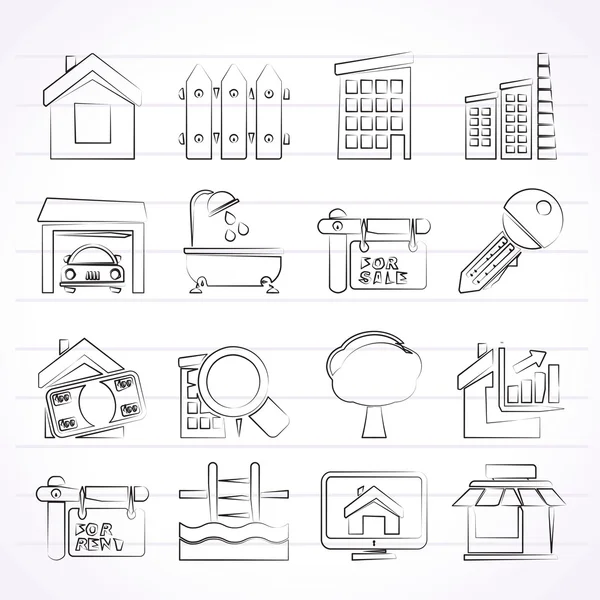 Real Estate Icons — Stock Vector