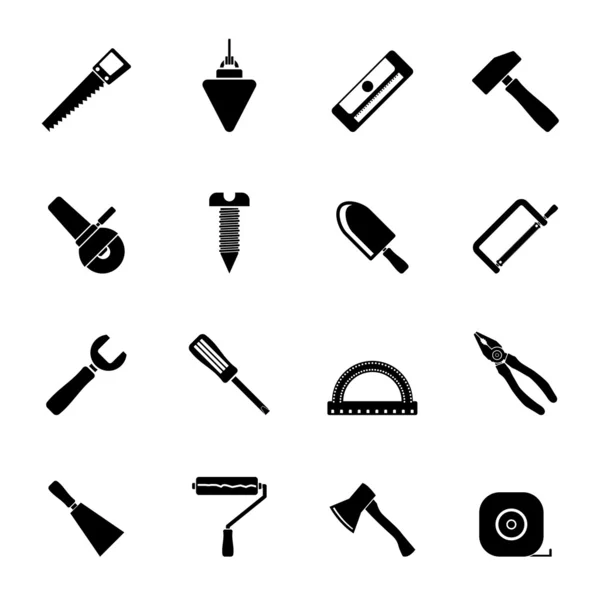 Silhouette Construction and Building Tools icons — Stock Vector