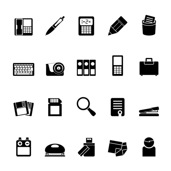 Silhouette Office tools Icons — Stock Vector