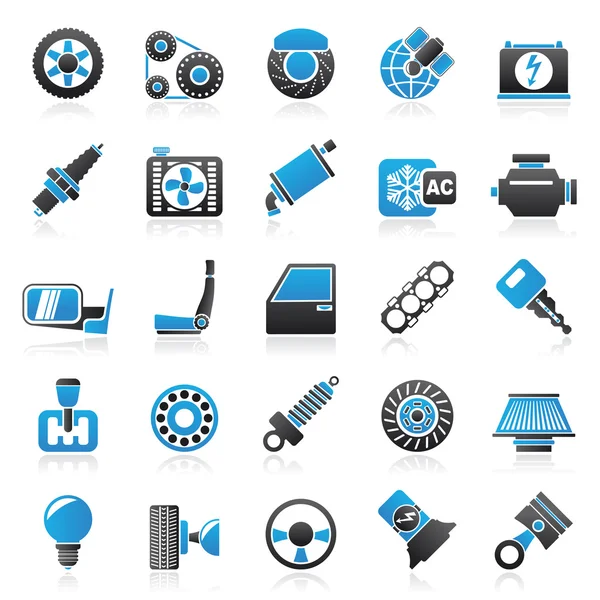 Piezas de automóviles y servicios iconos — Vector de stock