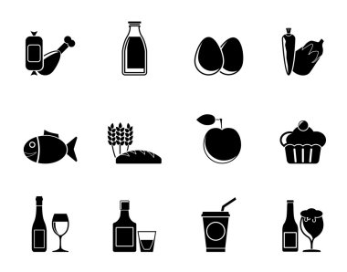 siluet yiyecek, içecek ve aliments simgeler