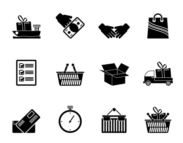 Silhouette Shipping and logistic icons — Stock Vector