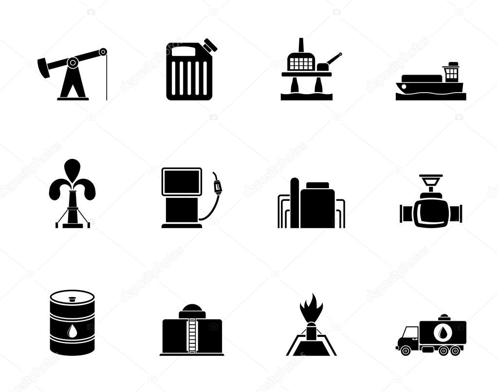 Silhouette Oil and petrol industry icons